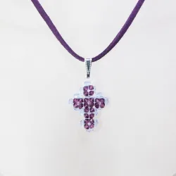 Pendant 45cm - Trina-Purple Suedine - Pendant 45cm - Laiton argenté